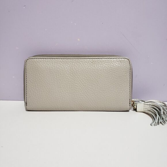 Fossil Gray Zip Around Leather Wallet 8"× 4" - Picture 3 of 8